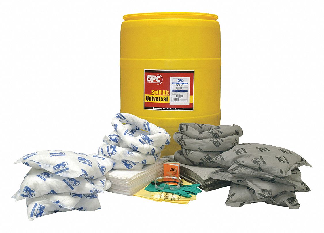 TROUSSE POUR DÉVERSEMENT, 55 GALLONS ABSORBÉS PAR KIT, 1 PAIRE DE GANTS EN NITRILE, CAPACITÉ DE 55 GAL, JAUNE