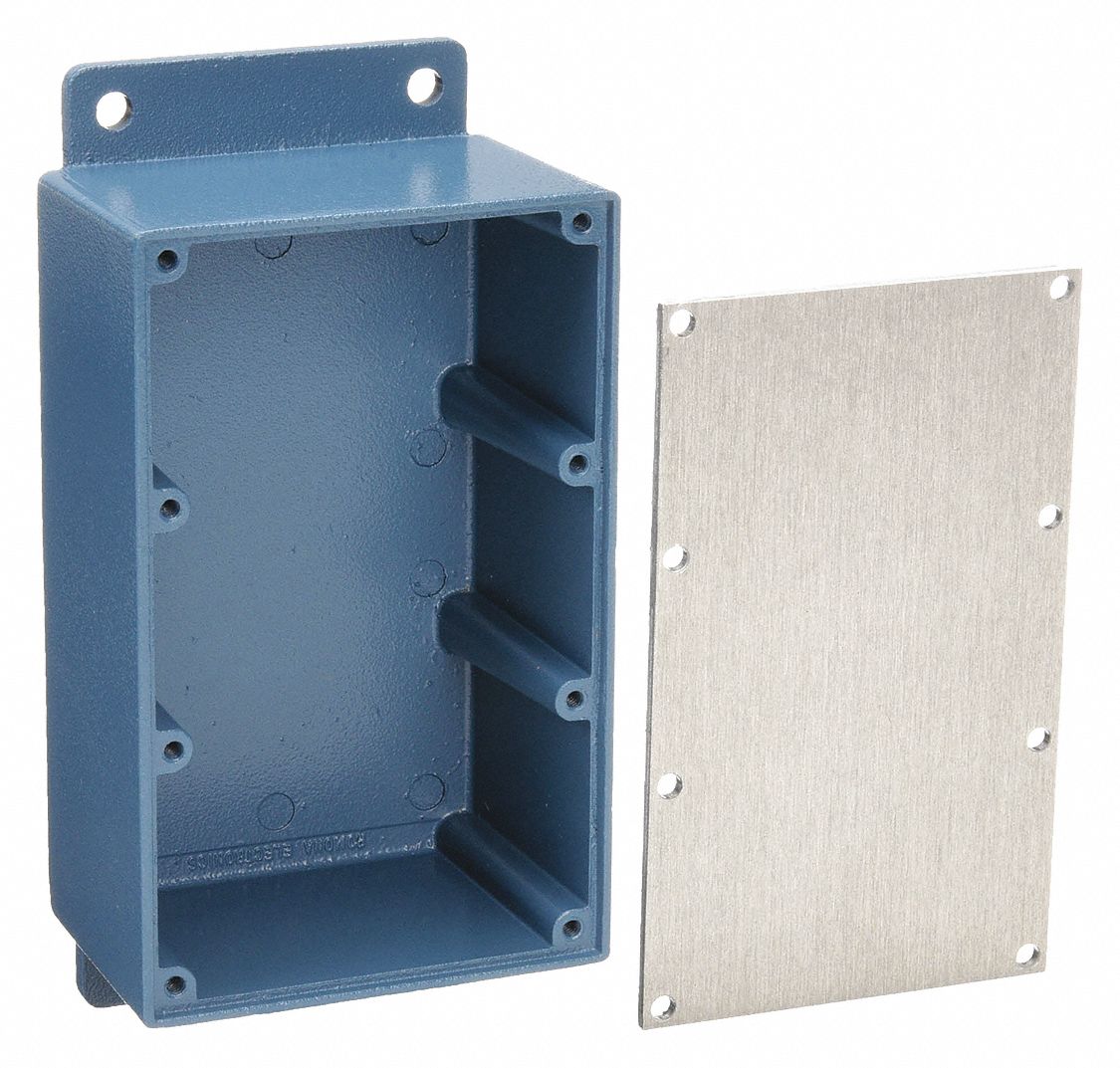 Shielded Box: Blue, Die-Cast Aluminum, 2 in x 4 in x 2 in