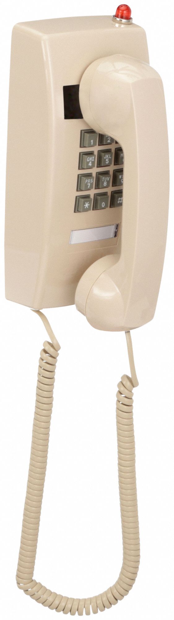 TELEPHONE, T-25 CRM WITH MW, VOICEMAIL, VOLUME CONTROL, 1 LINE, WALL, TAN, CURLY