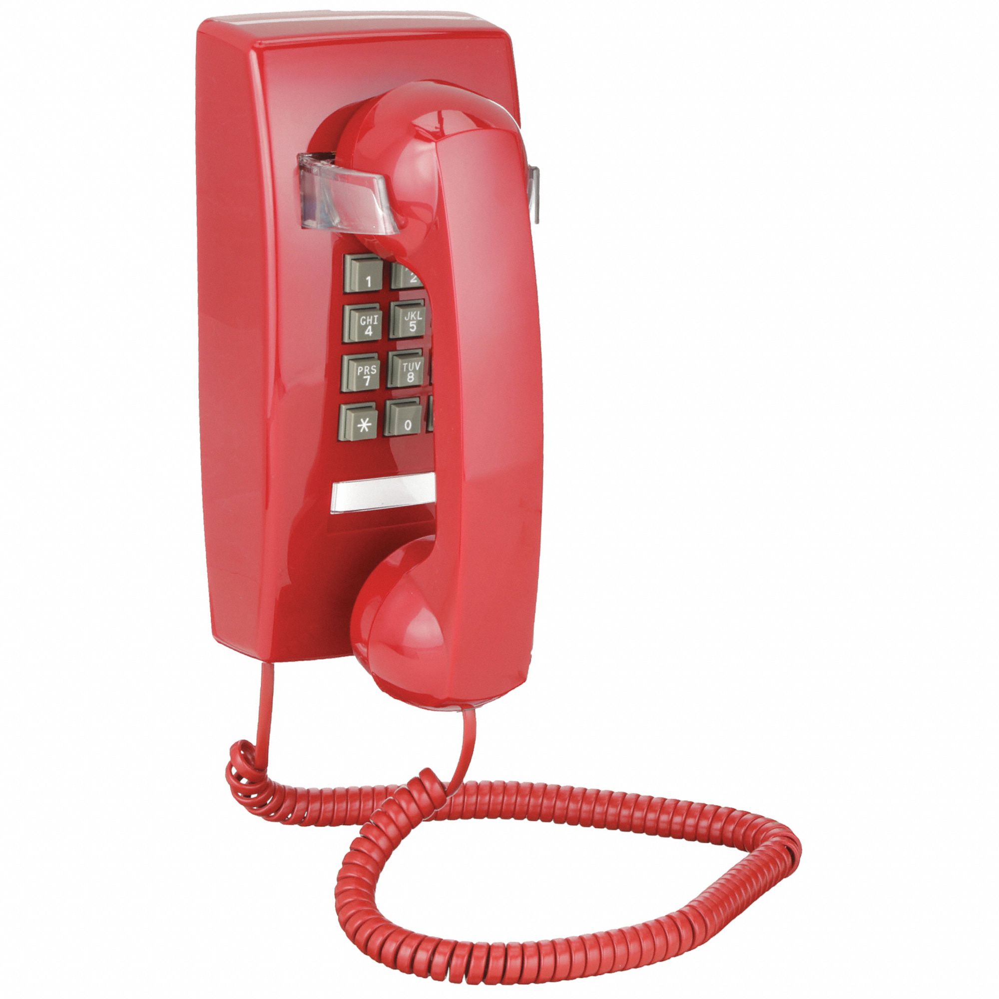 TELEPHONE, T-25 RED WITHOUT MW, VOLUME CONTROL, 1 LINE, WALL, RED, CURLY