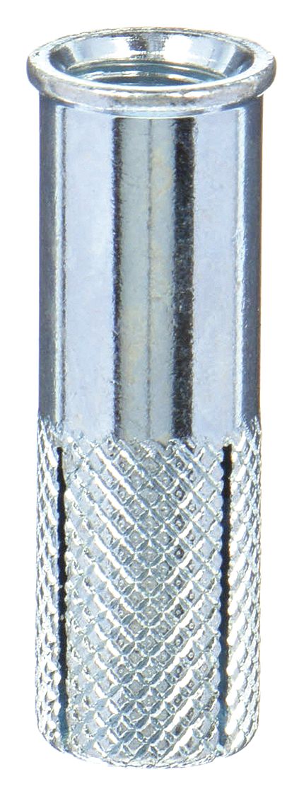 Drop-In Anchor: 1/2"-13 Thread Size, 2 in Overall Lg, 5/8 in Dia, Steel, Steel, 25 PK