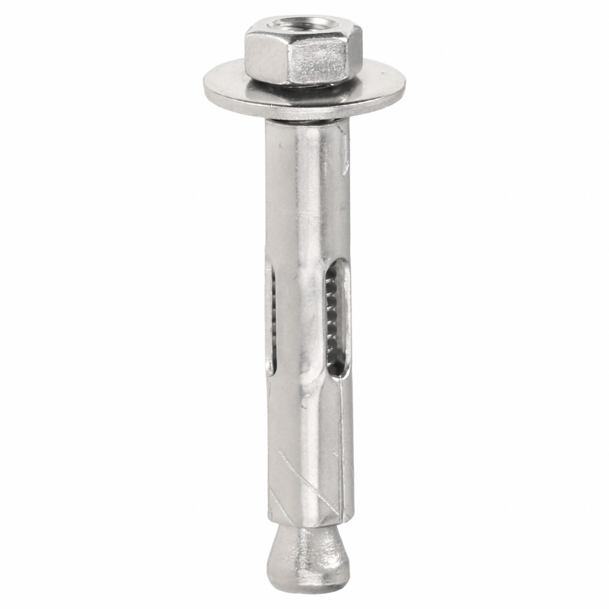 Sleeve Anchor: 1 3/8 in Overall Lg, 1/4 in Dia, 3/16"-24 Thread Size, Plain, 10 PK