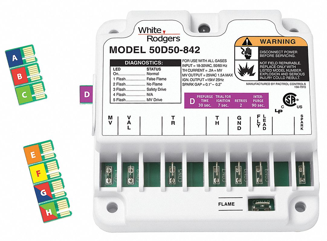 WHITERODGERS Furnace Control Board, 24V AC Input Voltage, 24 V Control