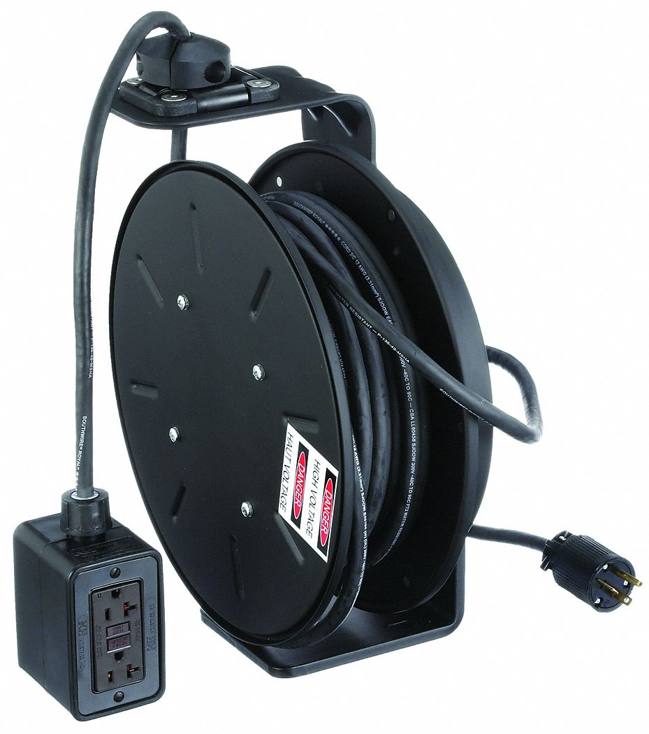 Kh Industries 30 ft. 12/3 Extension Cord Reel 20 Amps 0 Outlets 600VAC  Voltage RTFD3L-WW-B12G