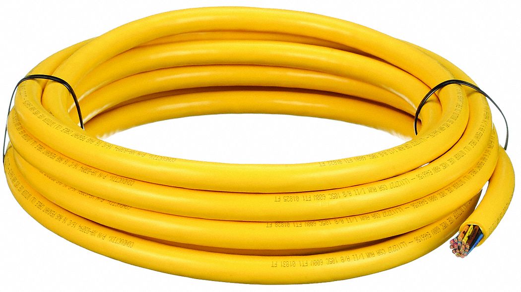 Pendant Cable: SOOW, 600 V, 16 Conductors, 16 AWG, Yellow Jacket, 25 ft Overall Lg