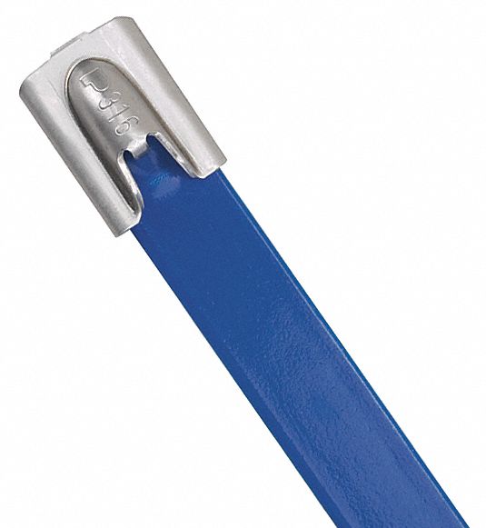 Cable Tie: 14 1/2 in Nominal Lg, 4 in Nominal Max. Bundle Dia., 0.31 in Wd, Blue, 50 PK
