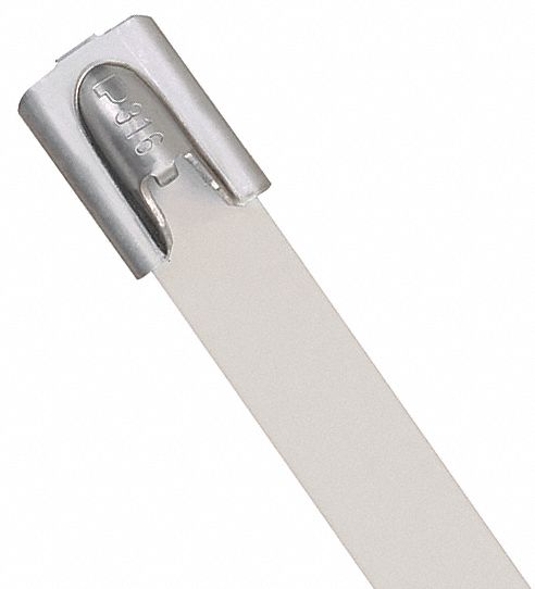 Cable Tie: 14 1/2 in Nominal Lg, 4 in Nominal Max. Bundle Dia., 0.31 in Wd, White, 50 PK