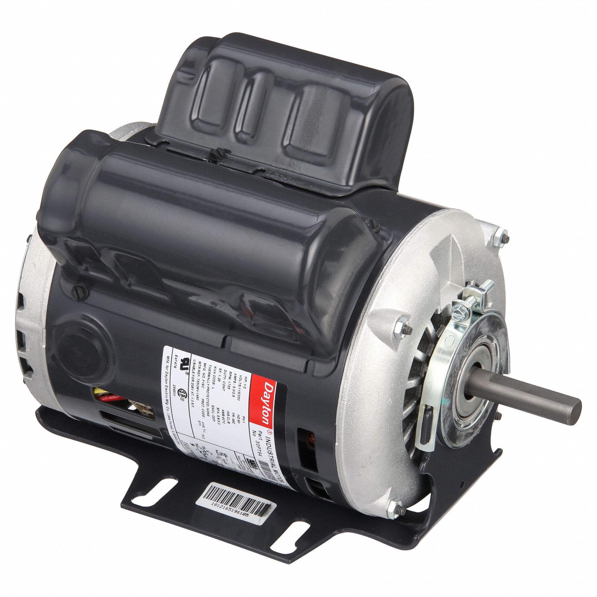 General Purpose Motor: Single Phase, 1/2 hp, 115/230V AC, 48Z Frame Size, 1/2 in x 1 7/8 in