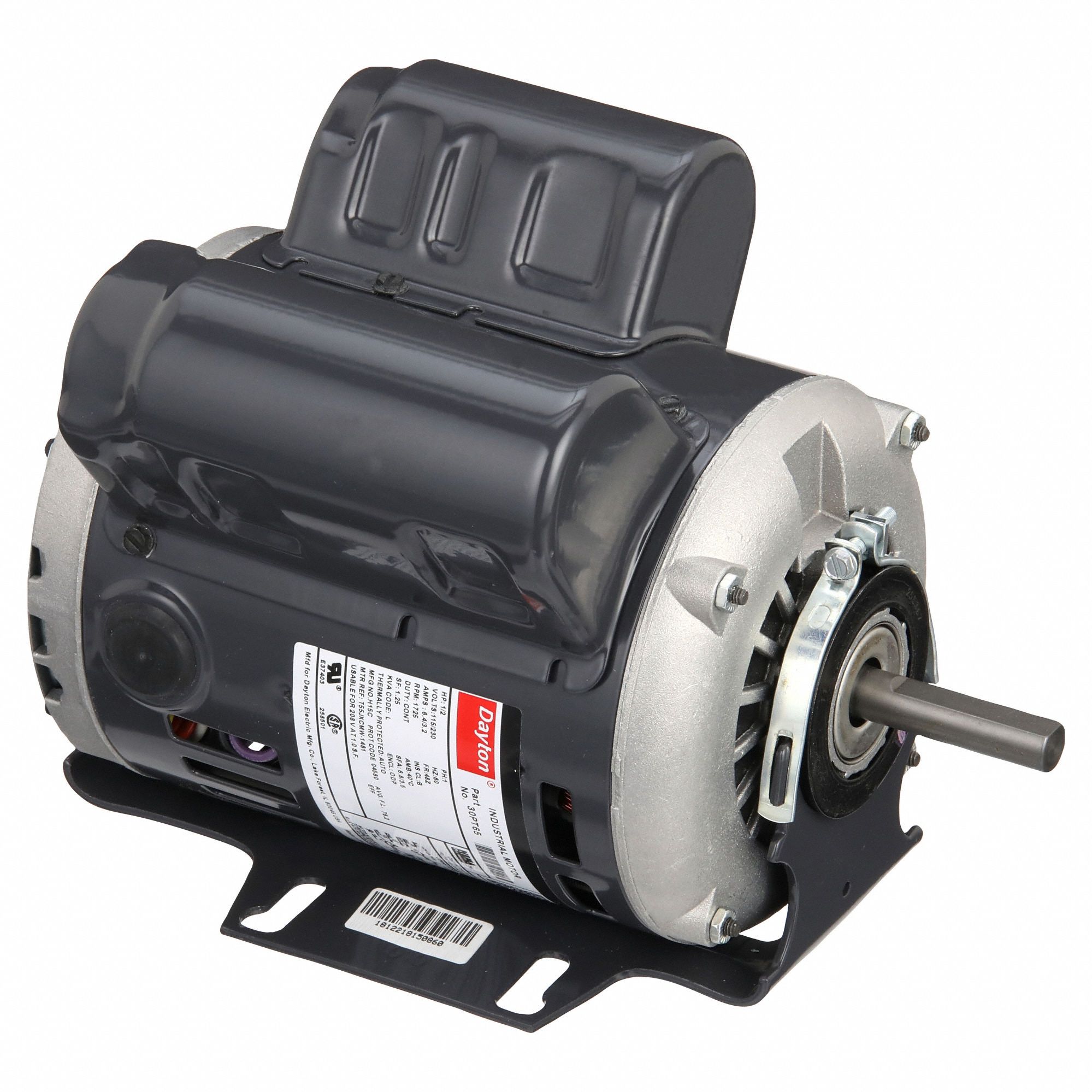 General Purpose Motor: Single Phase, 1/2 hp, 115/230V AC, 48Z Frame Size, 1/2 in x 1 7/8 in