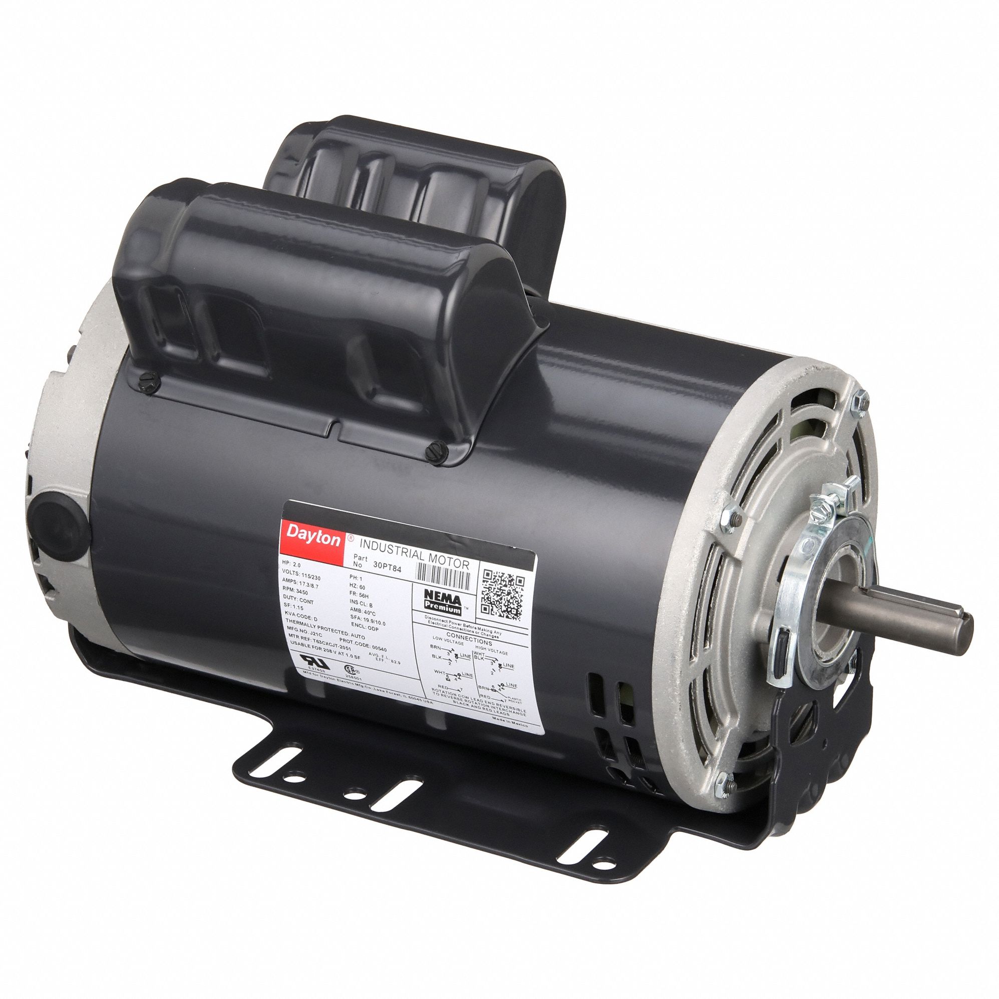 GENERAL PURPOSE MOTOR, OPEN DRIPPROOF, CRADLE BASE MOUNT, 2 HP, 3,450 NAMEPLATE RPM, AUTO