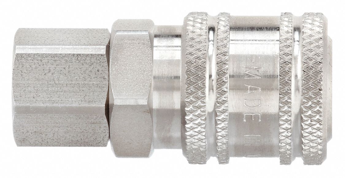 Quick Connect Hose Coupling: 1/4 in Body Size, 1/4 in Hose Fitting Size, 1/4" -18 Thread Size