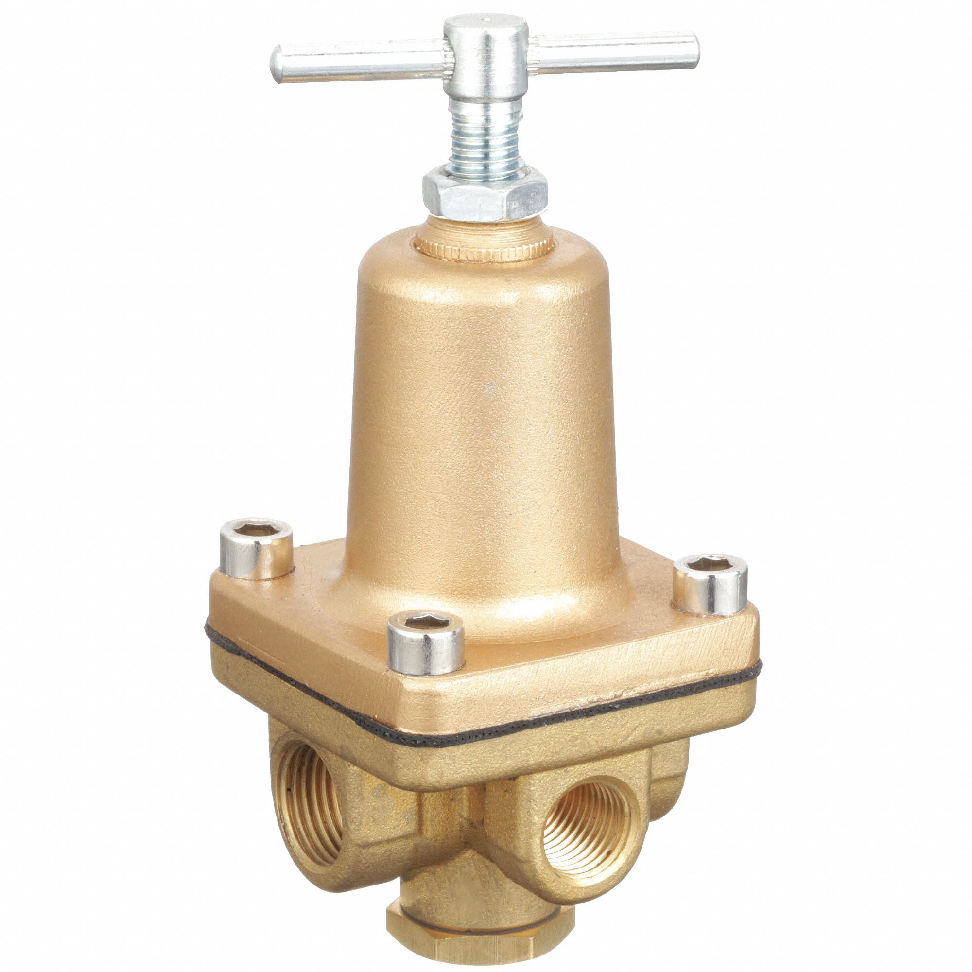 Pressure Regulator: FNPT x FNPT, 1/4 in Pipe Size, Brass, 3 psi to 50 psi, NPT x NPT