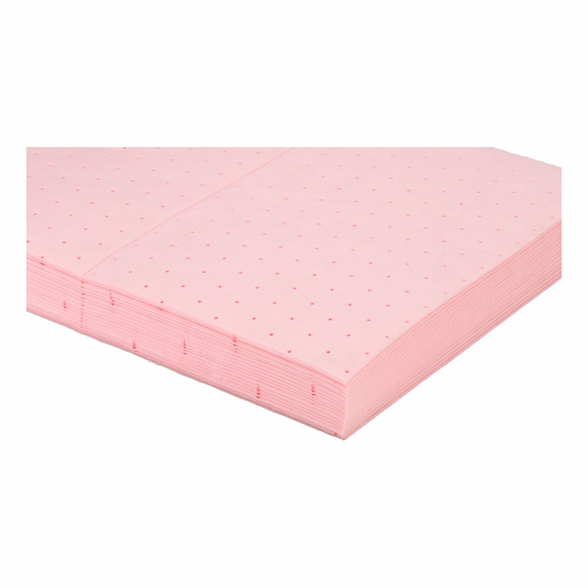 Sorbent Pad: 20 in x 15 in Pad Size (L x W), 61 7/16 oz Volume Absorbed Per Pad, Pink, 100 PK