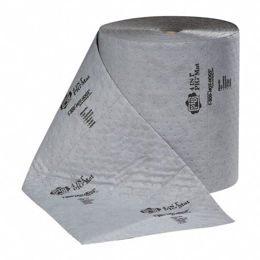 PIG Absorbent Roll: 17 gal, 10 in x 16 in Perforated Size, Roll, Gray ...