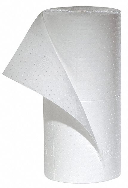 ABSORBENT ROLL, 32 GAL ABSORBED PER PAD, 32 GAL, 10 X 15 IN PERFORATED SIZE, WHITE