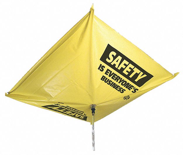 SAFETY MESSAGE ROOF LEAK DIVERTER, 5 X 5 FT, STRAP-MOUNTED, POLYESTER/PVC