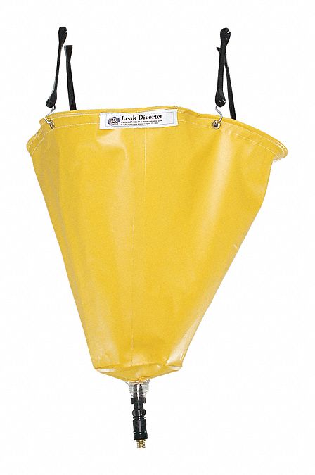 PIPE LEAK DIVERTER, 24 IN D, STRAP-MOUNTED, POLYESTER/PVC, YELLOW