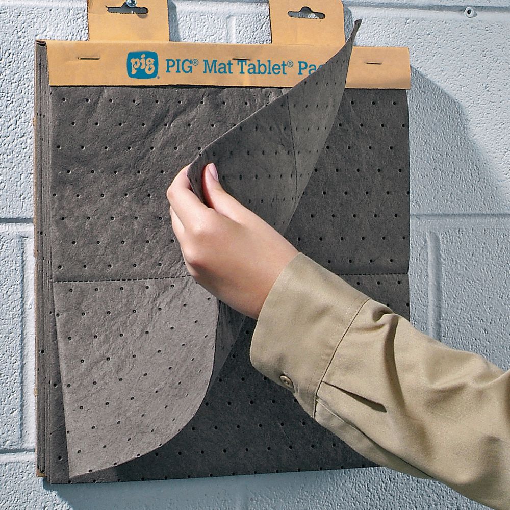 PIG Absorbent Mat Pad 9 oz Volume Absorbed Per Pad, 13 gal (180 Pads