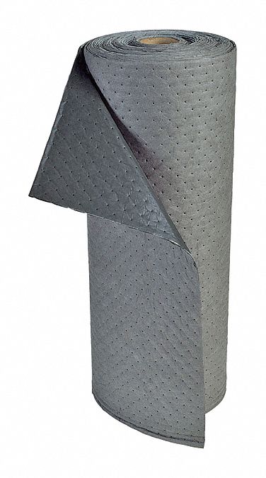 ROULEAU ABSORBANT, 75 PI X 31 PO, POLYPROPYLÈNE, 2 624 OZ ABSORBÉES PAR TAMPON, 20 GAL PAR PAQUET, GRIS