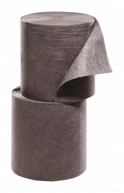 ROULEAU ABSORBANT, 10 X 10 PO EN TAILLE PERFORÉE, 300 PI X 15 PO, 2 572 OZ ABSORBÉES PAR TAMPON, 40 GAL PAR PAQUET, GRIS