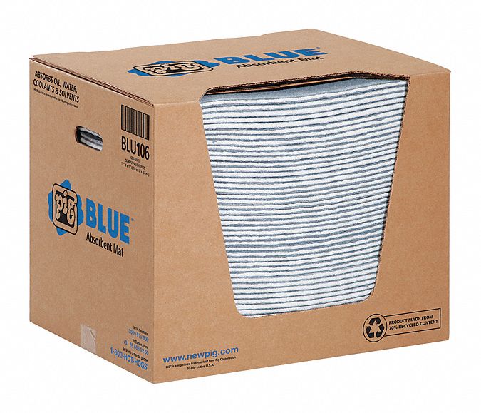 Sorbent Pad: 43 oz Volume Absorbed Per Pad, 19 in x 15 in Pad Size (L x W), Perforated, 50 PK