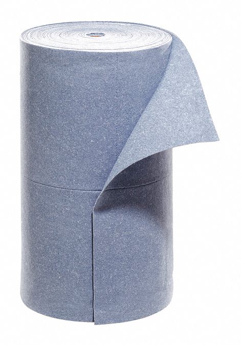 Sorbent Roll: 150 ft Lg, 30 in Wd, Blue, 150 ft Roll Lg, 30 in Roll Wd, Bag