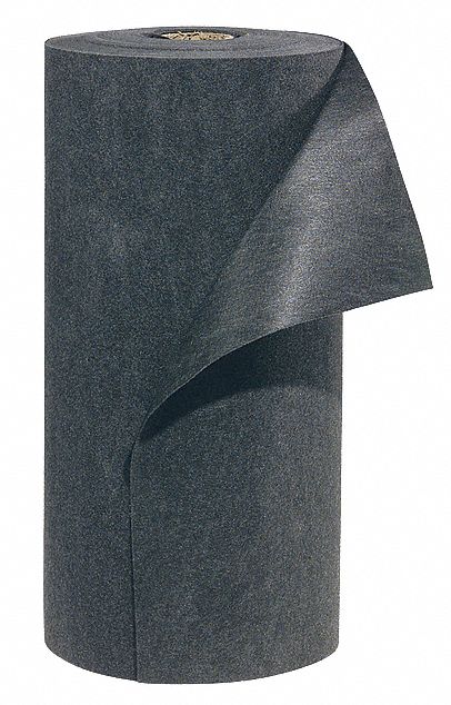 Sorbent Pad: 350 ft x 36 in, Black, Polypropylene, 39 gal Volume Absorbed per Pkg.
