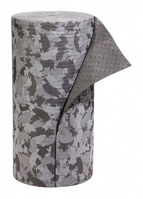 ROULEAU ABSORBANT, 10 X 16 PO EN TAILLE PERFORÉE, 150 PI X 32 PO, 6 067 OZ ABSORBÉES PAR TAMPON, 47 GAL PAR PAQUET, GRIS