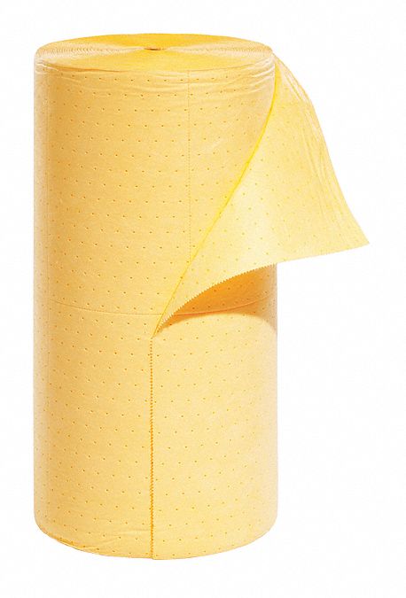 ROULEAU ABSORBANT, 10 X 15 PO EN TAILLE PERFORÉE, POLYPROPYLÈNE, 5 158 OZ ABSORBÉES PAR TAMPON, 40 GAL PAR PAQUET, JAUNE