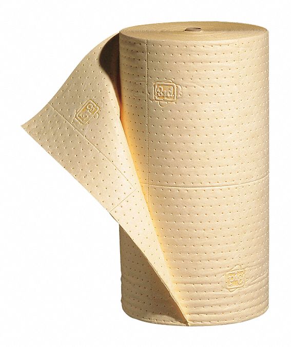 ROULEAU ABSORBANT, 10 X 15 PO EN TAILLE PERFORÉE, POLYPROPYLÈNE, 5 158 OZ ABSORBÉES PAR TAMPON, 40 GAL PAR PAQUET, JAUNE