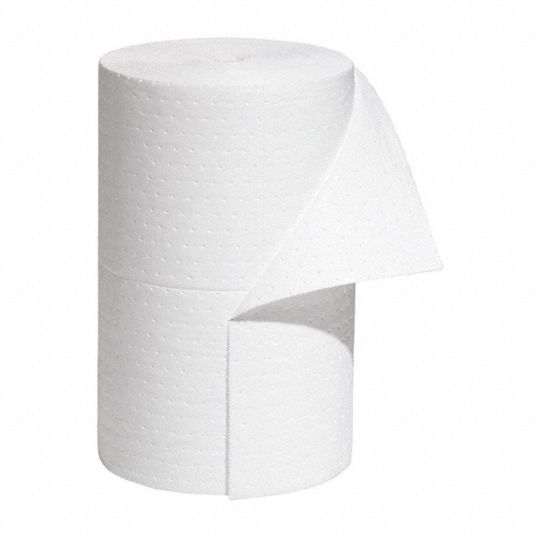 PIG Absorbent Roll: 32 gal, 10 in x 12 in Perforated Size, Roll, White ...