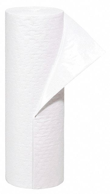 ROULEAU ABSORBANT, 75 PI X 31 PO, POLYPROPYLÈNE, 2 624 OZ ABSORBÉES PAR TAMPON, 20 GAL PAR PAQUET, BLANC