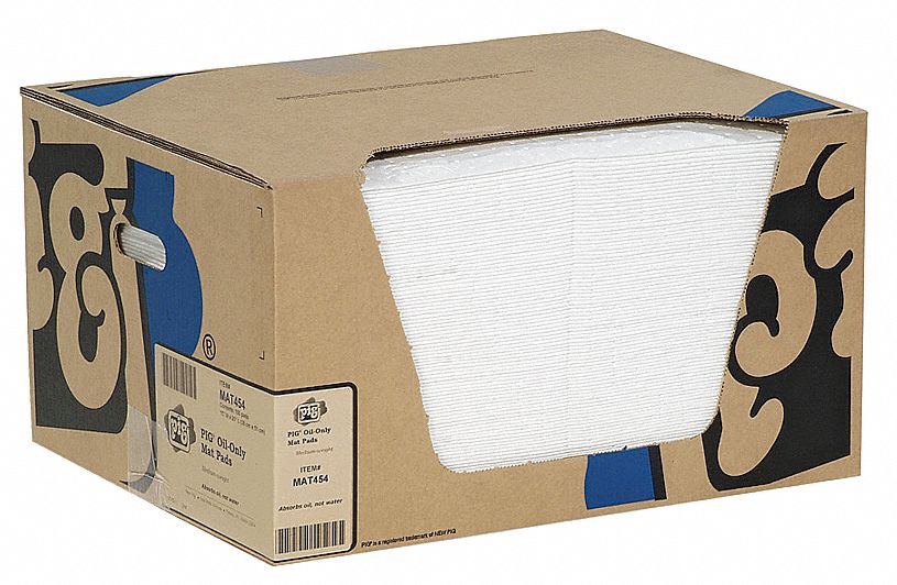 FEUILLES ABSORBANTES, 10 X 10 PO EN TAILLE PERFORÉE, 20 PO X 15 PO, 21 OZ ABSORBÉES PAR TAMPON, 17 GAL PAR PAQUET, BLANC