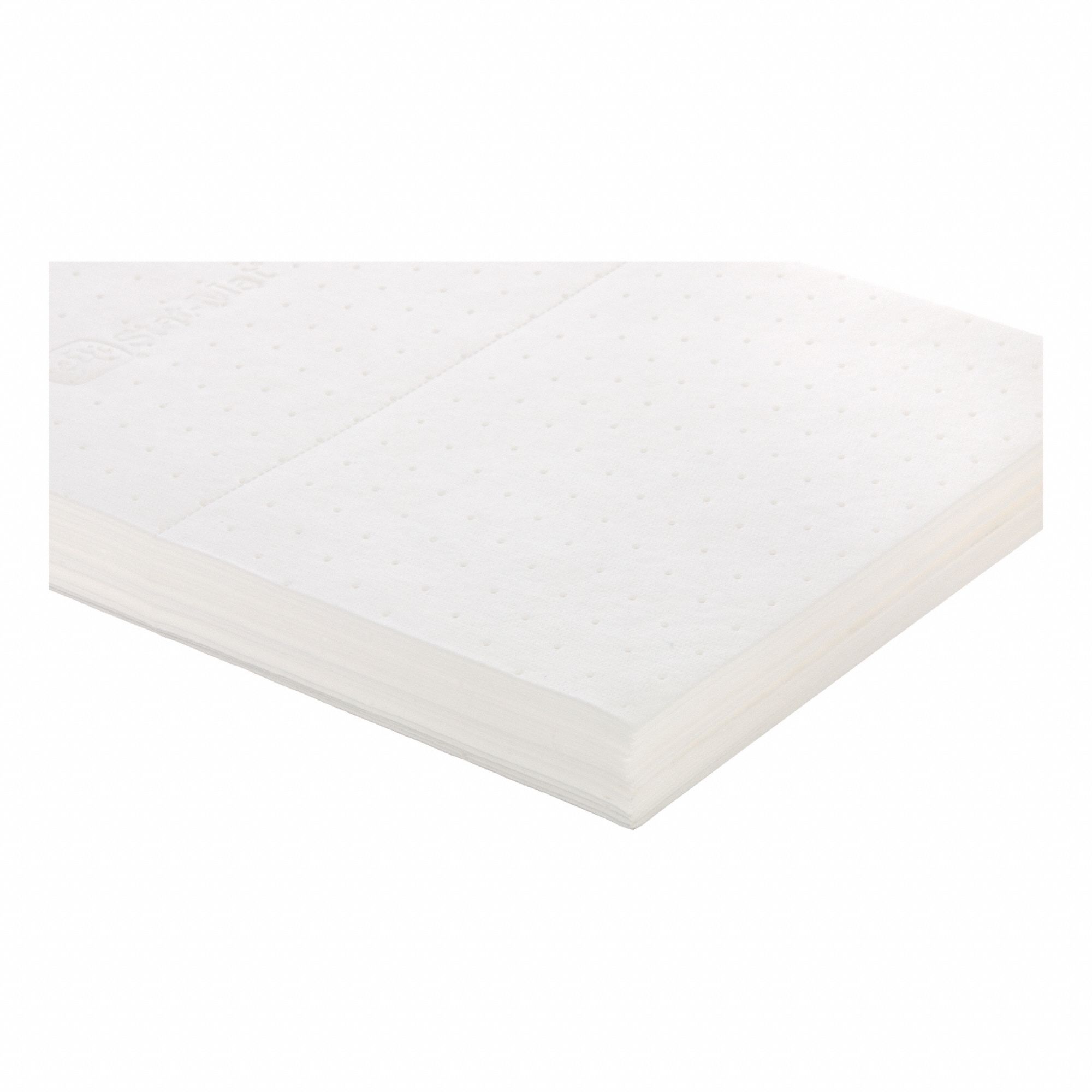 Sorbent Pad: 20 in x 15 in Pad Size (L x W), 66 9/16 oz Volume Absorbed Per Pad, White, 200 PK