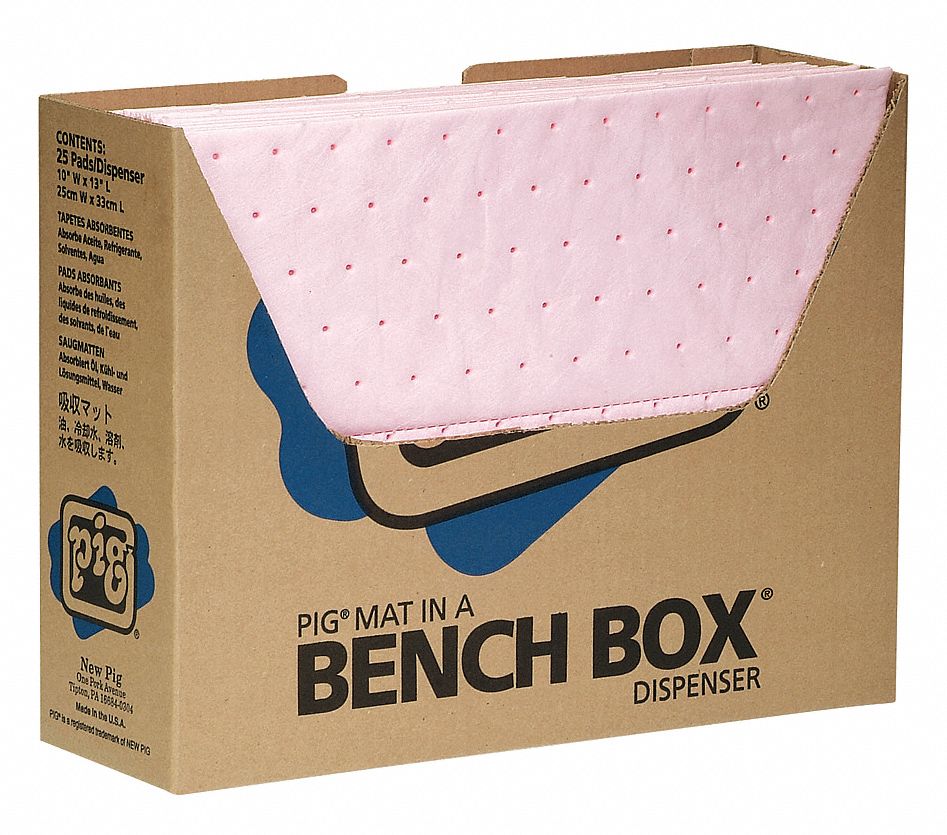 PIG Absorbent Mat Pad 12 oz Volume Absorbed Per Pad, 10 gal (100 Pads