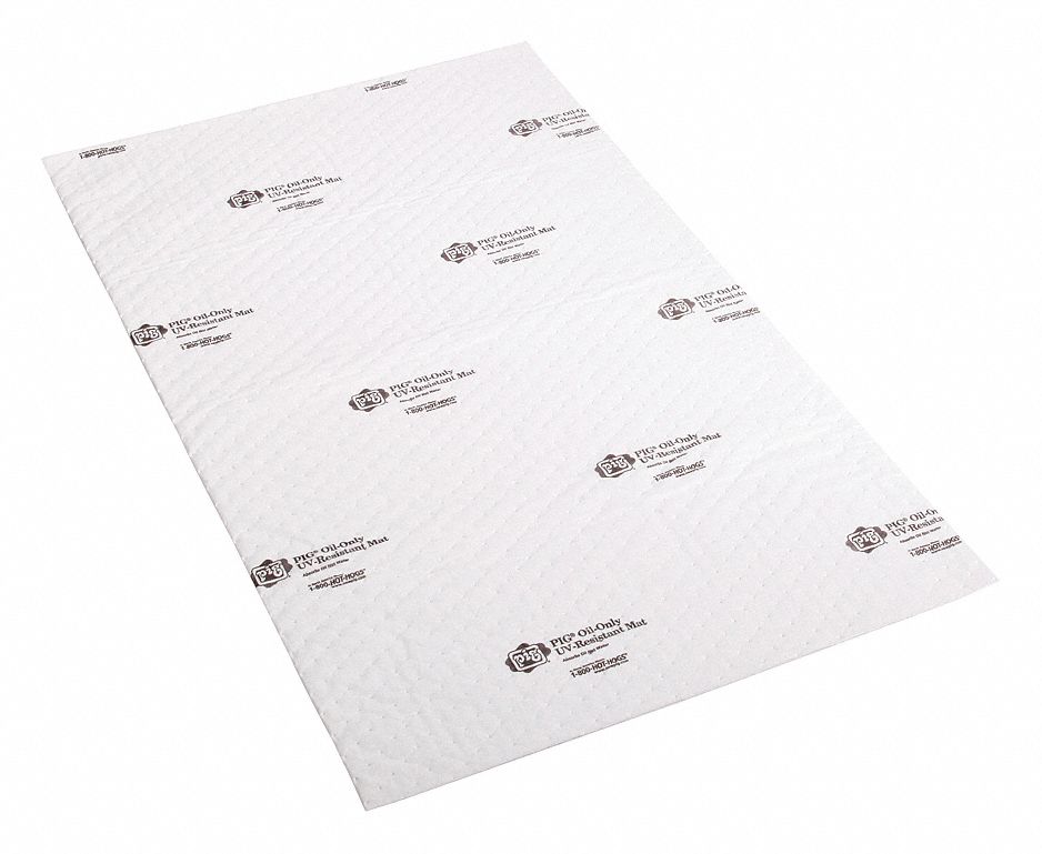 PIG, Oil Only, 48 1/2 in L x 28 in W X 1 in H, Absorbent Mat Pad