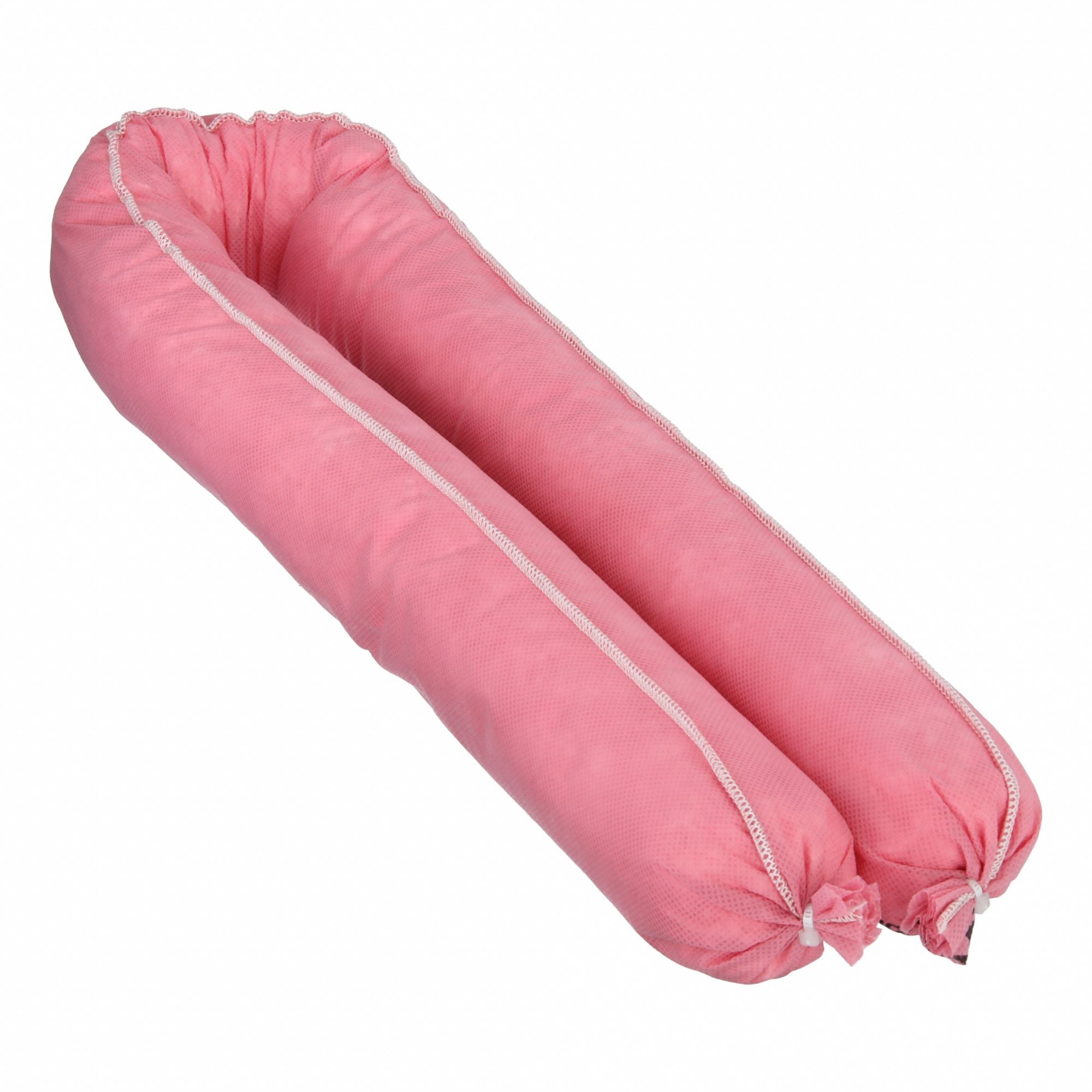 Sorbent Sock: 3 in Dia, 3.5 ft Lg, 0.78 gal, No Connector, Pink, 12 PK