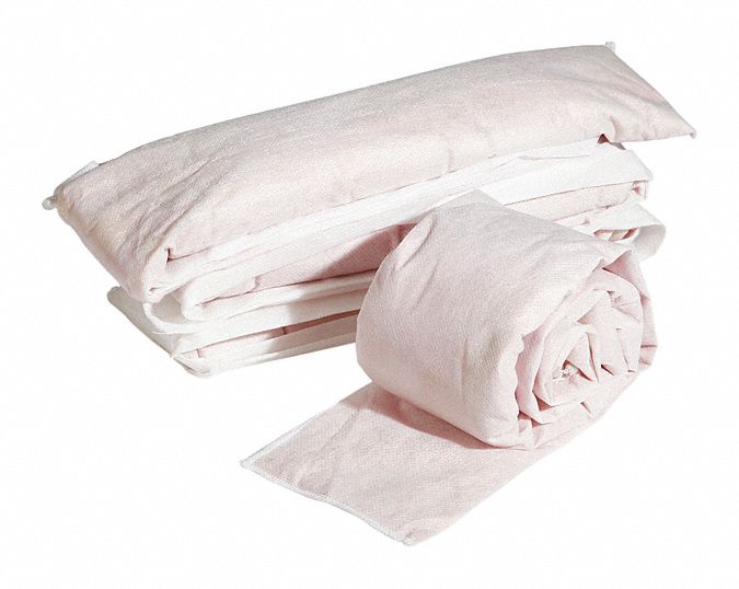Sorbent Sock: 4 ft Lg, 0.38 gal, No Connector, Pink, 4 PK