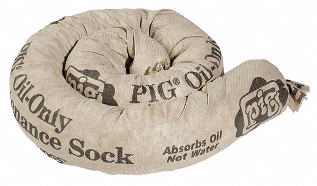 ABSORBENT SOCK, 3 X 42 IN, 30 GALLON/PACK, 1 GALLON/SOCK, ROPE, TAN, 30 PK