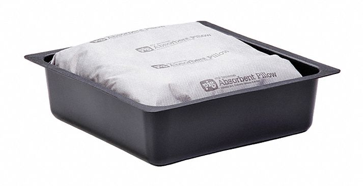 ABSORBENT PILLOW IN PAN, 10⅜ L IN X 10⅜ W IN X 3 IN, 12 GAL ABSORBED PER PKG