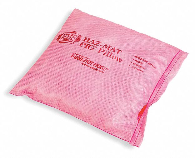 Sorbent Pillow: 8 in x 8 in, Polypropylene, 42 1/4 oz Volume Absorbed Per Pillow/Blanket, 10 PK