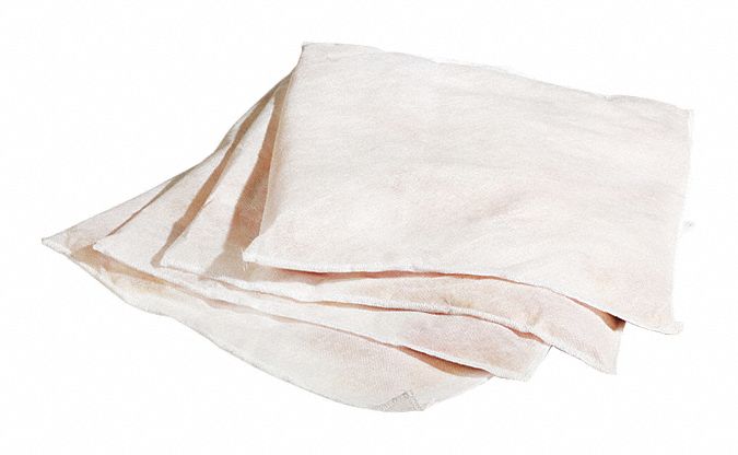 Sorbent Pillow: 12 in x 12 in, Citric Acid/Polymer/Polypropylene/Thymol Blue, Box, Mauve, 4 PK