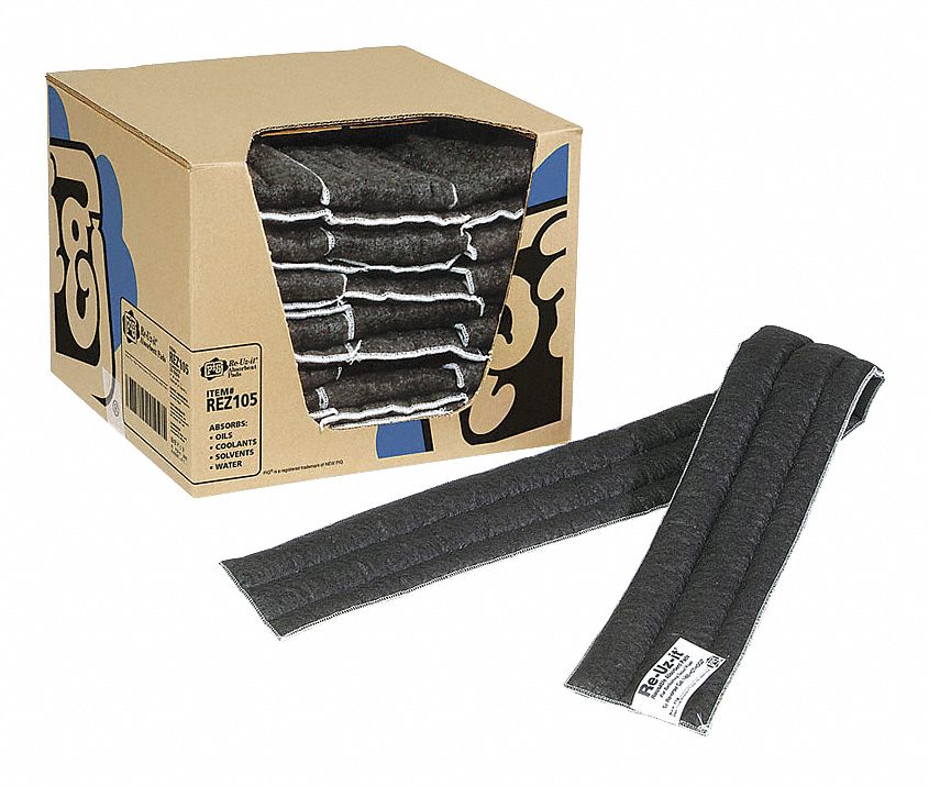 FEUILLES ABSORBANTES, 4 PI X 5 PO, POLYESTER, POLYPROPYLÈNE, 44,8 OZ ABSORBÉES PAR TAMPON, 7 GAL PAR PAQUET, GRIS