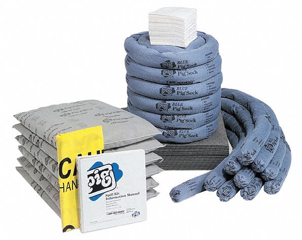 Spill Kit Refill: 39 gal Volume Absorbed Per Kit, Box, Gray, 30RD45/30RD54, Box