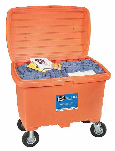 Spill Kit: 76 gal Volume Absorbed Per Kit, Chest, Orange, Chest