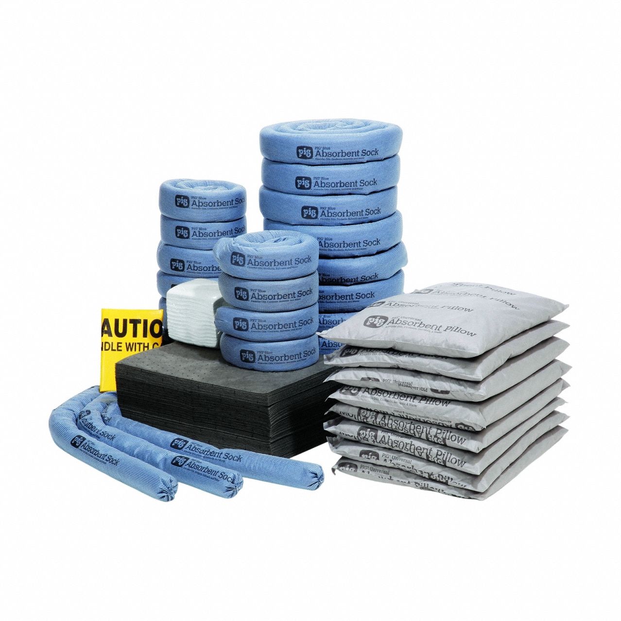Spill Kit Refill: 60 gal Volume Absorbed Per Kit, Box, Gray, 30RD21/30RD43/30RD53, Box