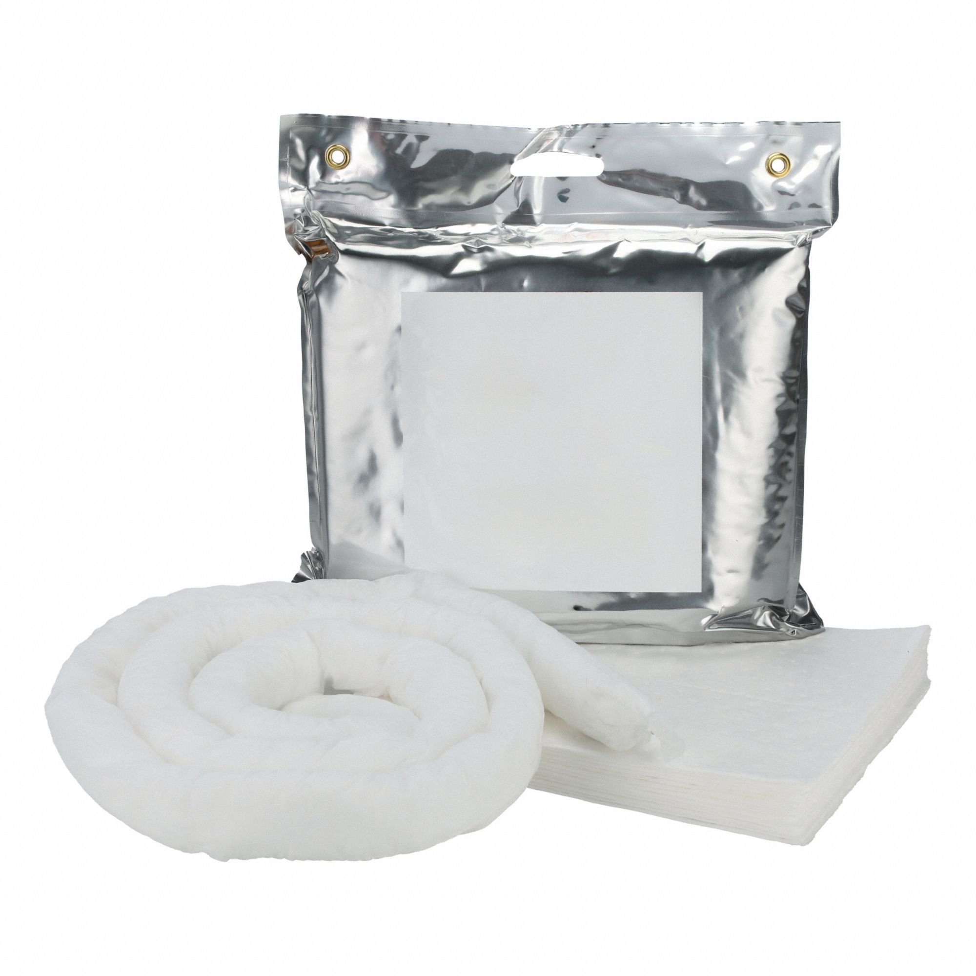 Spill Kit: 8 gal Volume Absorbed Per Kit, (1) Pr Nitrile Gloves, Silver, Bag