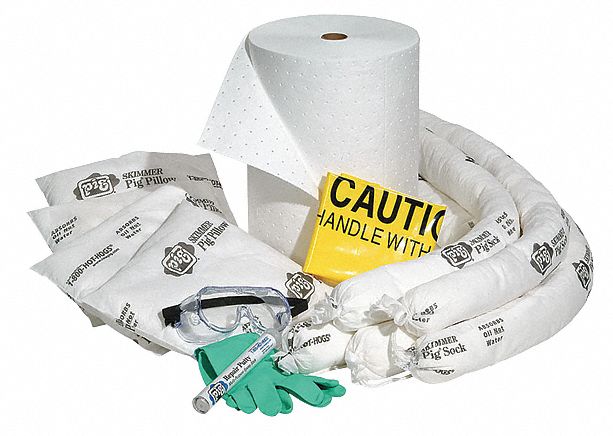 Spill Kit Refill: 15 gal Volume Absorbed Per Kit, White, Box