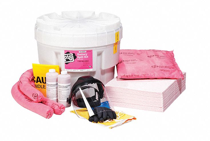 Pig Spill Kit Neutralizes Battery Acid Granular Pads Pillows Socks 20 Gal 30re82 Kit352 Grainger