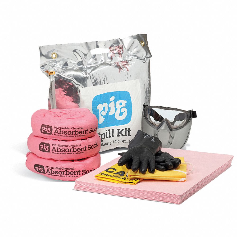 SPILL KIT, 5 GALLON ABSORBED PER KIT, APRON/GOGGLES/NEOPRENE GLOVE